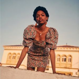 Sezane Alexandra Puff Sleeve Dress